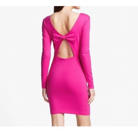 Pink Long Sleeve Back Bow Dress cocktail wedding - Picture 2 of 8